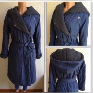 Free people  L Blue Long Puffer Coat